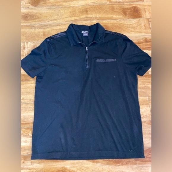 Michael Kors Mens Black 1/4 Zip Nylon Detail Short Sleeve Size XL - Picture 9 of 11